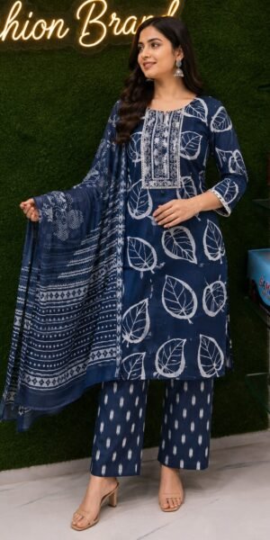 Premium 3 Piece Cotton Straight Suit Set