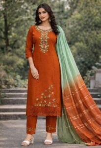 Premium Embroidered Silk Suit Set