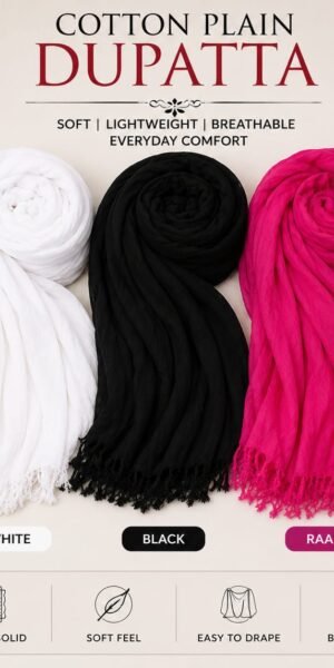 Plain Cotton Dupatta – 4 Piece Combo