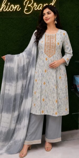 Rayon 3 Piece Suit with Soft Chiffon Dupatta