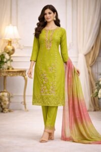 Premium Embroidered Silk Suit Set