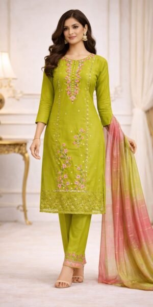 Premium Embroidered Silk Suit Set